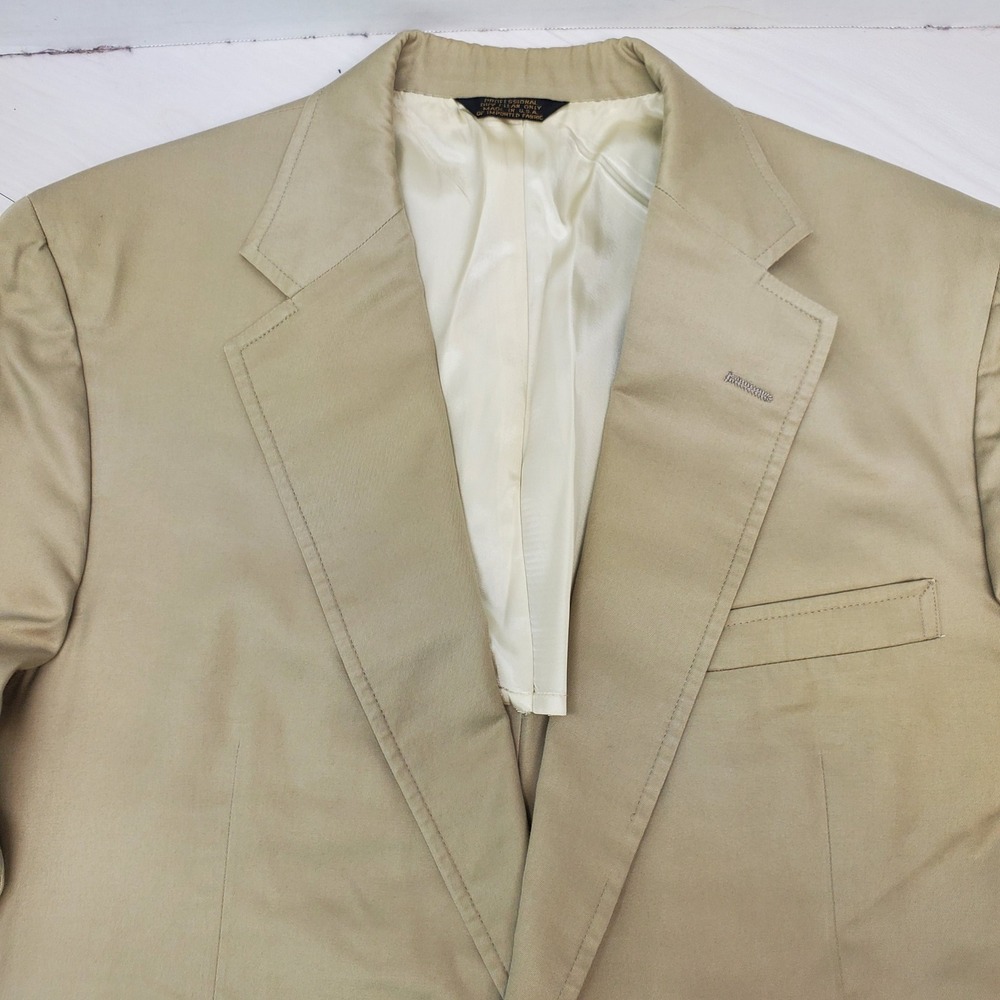 Corbin Ltd Nordstrom Mens Tan Khaki 2 Button Blazer Made in USA 44R Ivy League